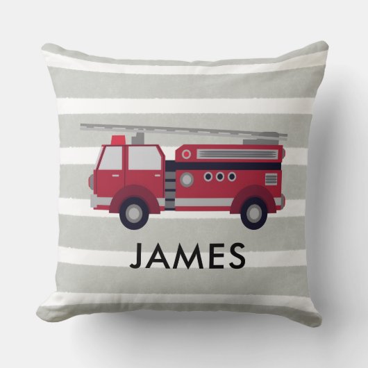 Coussin Personalised Name Red Fire truck Cushion (Recto)