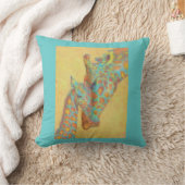 Coussin personalizable de girafes d'Aqua et d'or (Couverture)