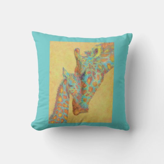 Coussin personalizable de girafes d'Aqua et d'or (Recto)