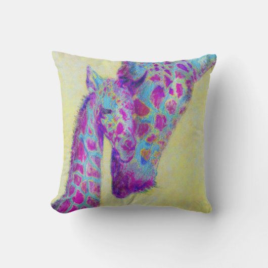 coussin personalizable de girafes violettes (Recto)