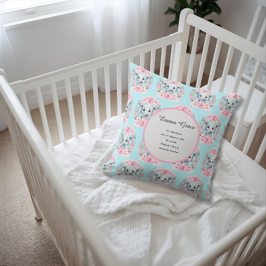 Coussin Personalized Baby Elephant Pillow