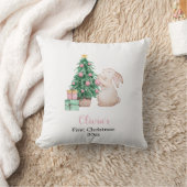 Coussin Personalized Baby’s First Christmas rabbit theme (Couverture)