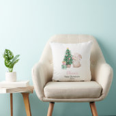 Coussin Personalized Baby’s First Christmas rabbit theme (Chaise)