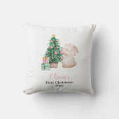 Coussin Personalized Baby’s First Christmas rabbit theme  (Recto)