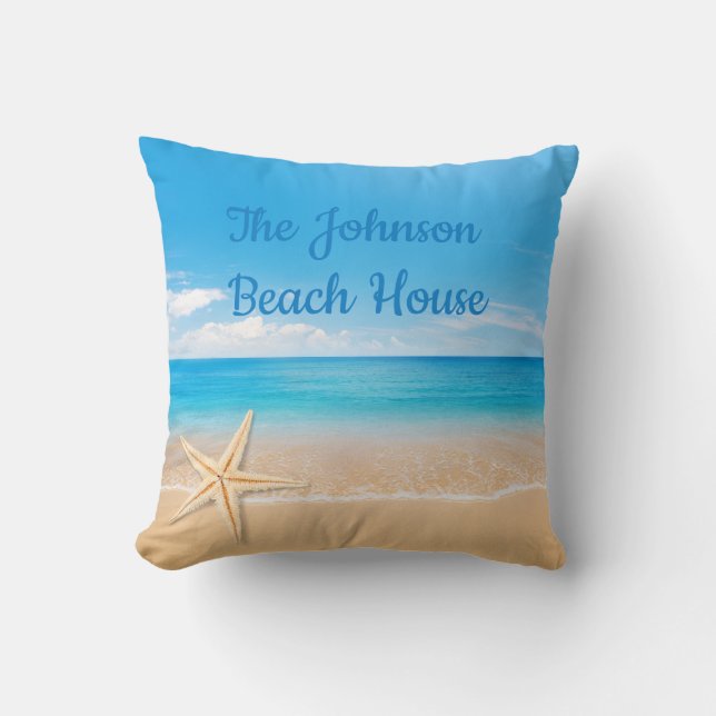 Coussin Personalized Beach House Throw Pillow (Recto)
