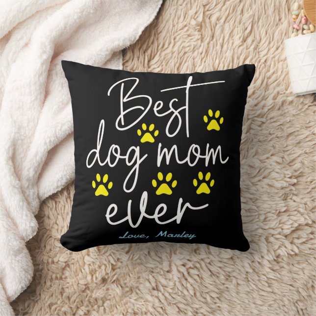 Coussin Personalized Best Dog Mom 2 Photo | Mother’s Day (Couverture)