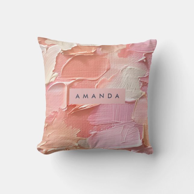 Coussin Personalized Blush Pink and Peach Paint (Recto)