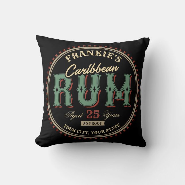 Coussin Personalized Caribbean Rum Liquor Bottle Label Bar (Recto)