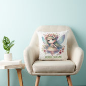 Coussin Personalized Cute Fairy & Floral Wreath Pillow (Chaise)