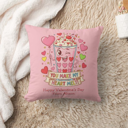 Coussin Personalized Cute Milkshake Valentine (Couverture)