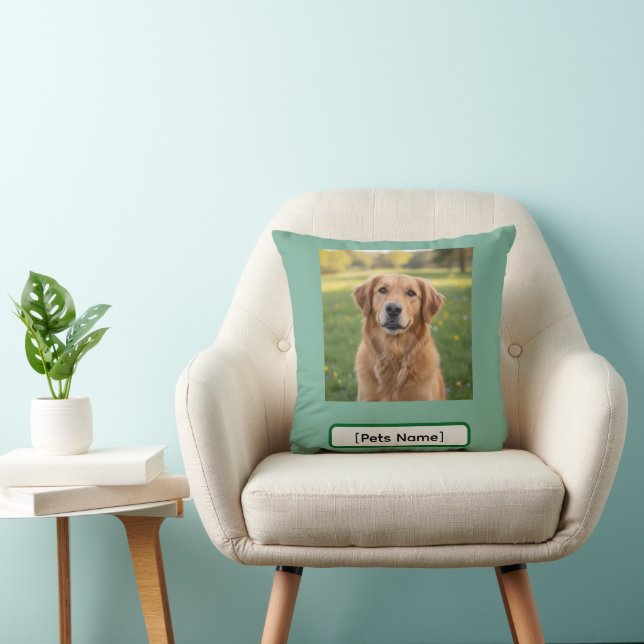 Coussin Personalized Dog & Cat Photo and Name Throw Pillow (Chaise)