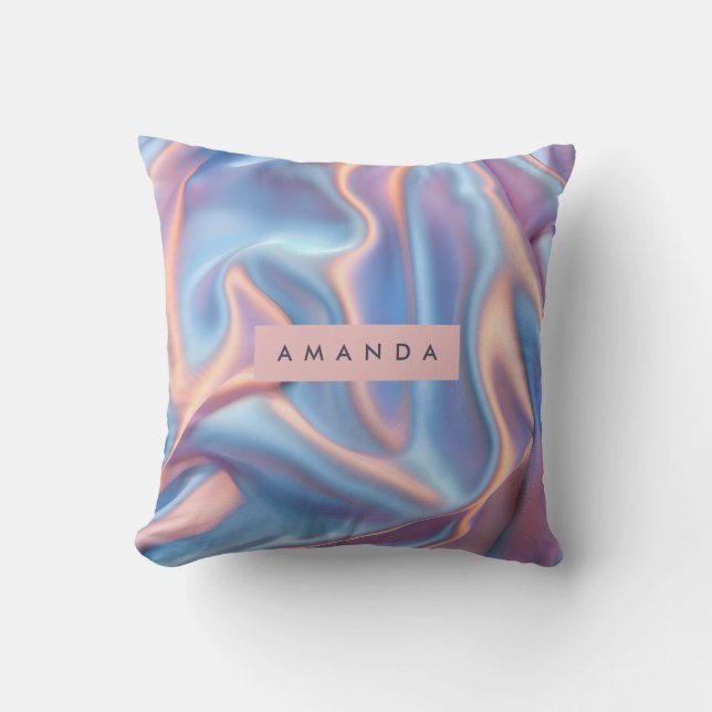 Coussin Personalized Dreamy Pastel Iridescent Satin Waves  (Recto)