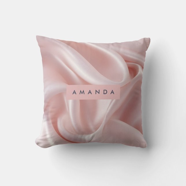 Coussin Personalized Elegant Blush Pink Satin Design (Recto)