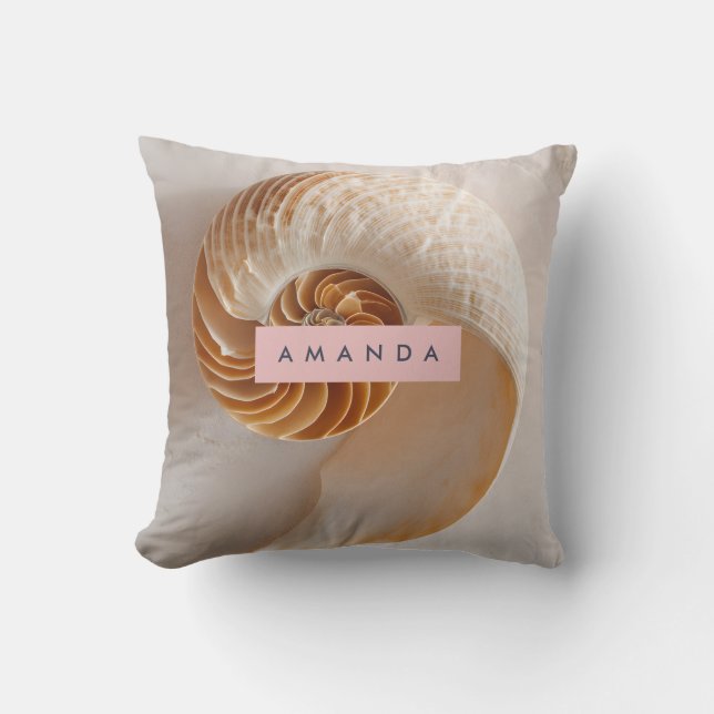 Coussin Personalized Elegant Seashell Spiral Coastal (Recto)