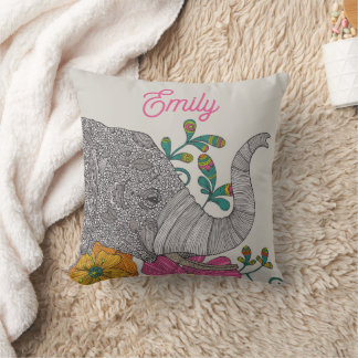 Coussin Personalized Elephant Name Throw Pillow