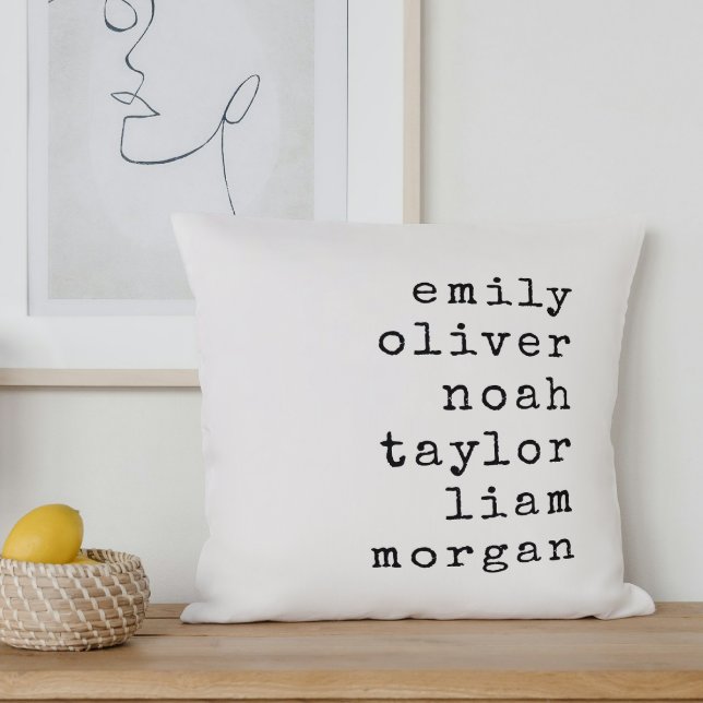 Coussin Personalized Family Names Custom Typewriter Font (Personalized Family Names Pillow Custom Typewriter Font Last Name Housewarming Gift Unique Accent)