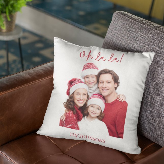 Coussin Personalized Family Photo & Name Christmas Pillow (Créateur téléchargé)
