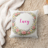 Coussin Personalized Floral Name Pillow Custom Gift  (Couverture)