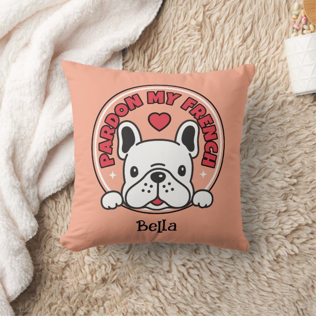Coussin Personalized French Bulldog Funny Quote & Name  (Couverture)