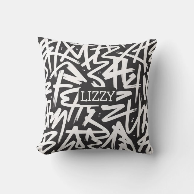 Coussin Personalized Graffiti Name Pattern — Custom Urban (Recto)