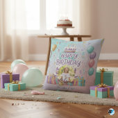 Coussin Personalized Happy Birthday Photo, Custom Name