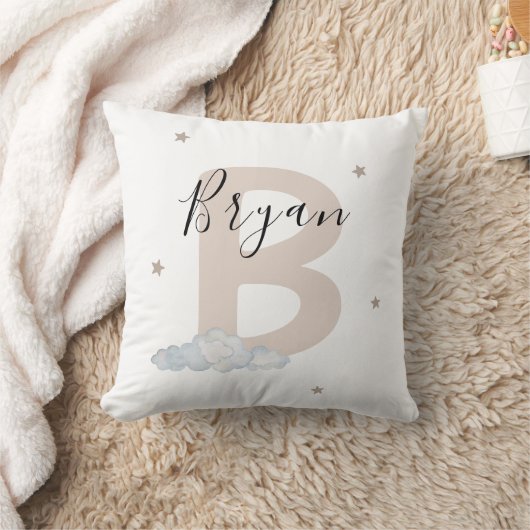 Coussin Personalized Initial Pillow for Boys Custom Name (Couverture)