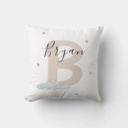 Coussin Personalized Initial Pillow for Boys Custom Name (Recto)
