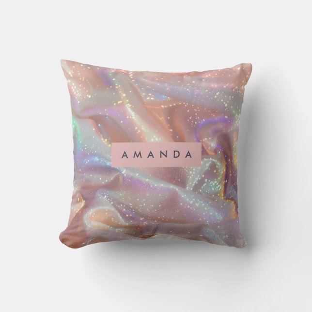Coussin Personalized Iridescent Pastel Sparkle Satin (Recto)