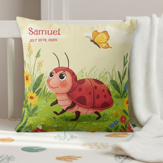 Coussin Personalized Ladybug Pillow – Baby Name