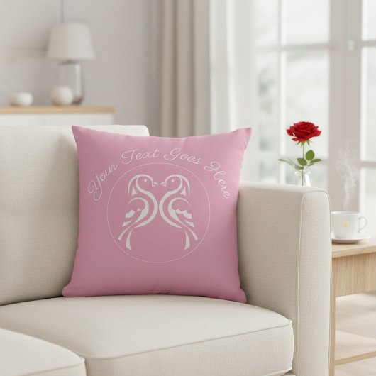 Coussin Personalized Love Birds Pink Valentine's Day