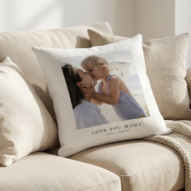 Coussin Personalized Love You Mama Photo  (Créateur téléchargé)
