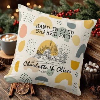 Coussin Personalized Modern Abstract Skyline Couple Pillow