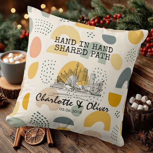 Coussin Personalized Modern Abstract Skyline Couple Pillow