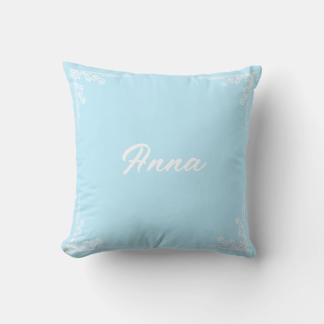 Coussin Personalized Modern Pastel Blue Typography Name (Recto)