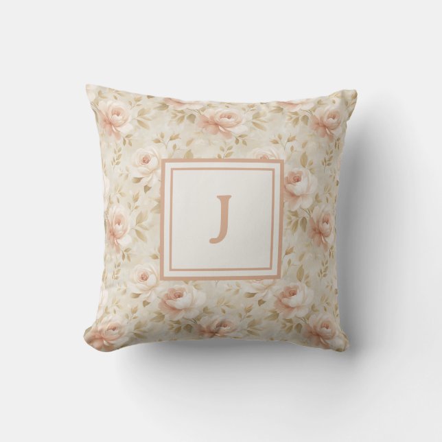 Coussin Personalized Monogram – Elegant Modern Floral  (Recto)