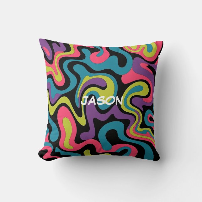 Coussin Personalized Neon Abstract Pattern — Retro Design (Recto)