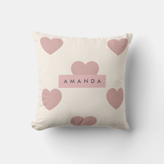Coussin Personalized Pastel Blush Pink Heart (Recto)