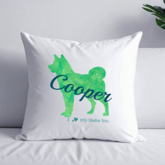 Coussin Personalized Pastel Green Color Shiba Inu Dog 柴犬