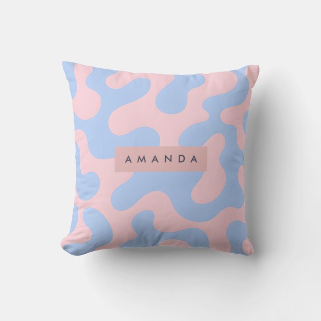 Coussin Personalized Pastel Pink and Baby Blue Abstract (Recto)