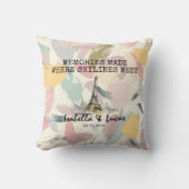 Coussin Personalized Pastel Skyline Couple Pillow (Recto)