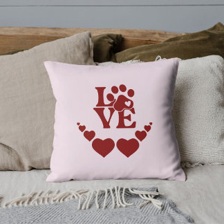 Coussin Personalized Pet Lovers Red Heart Valentine's Day