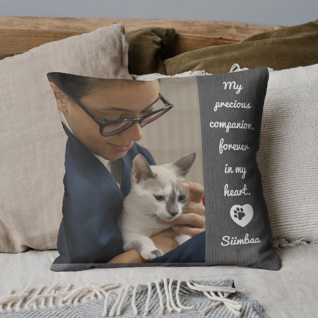 Coussin Personalized Pet Photo Cat Lover Keepsake Memorial (Créateur téléchargé)