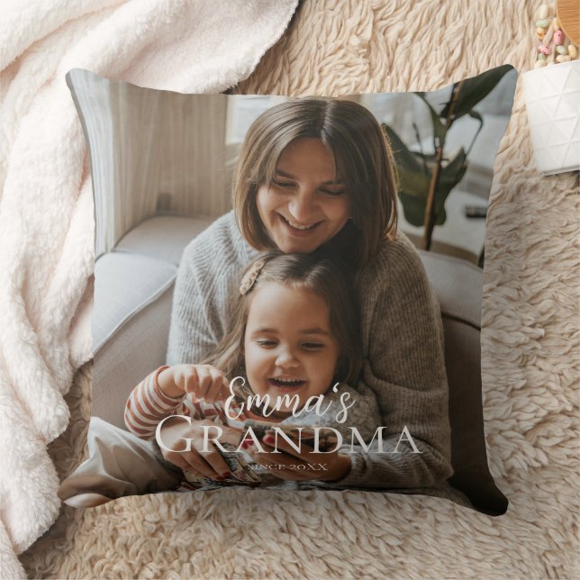 Coussin Personalized Photo & Custom Text Grandma Since -  (Couverture)