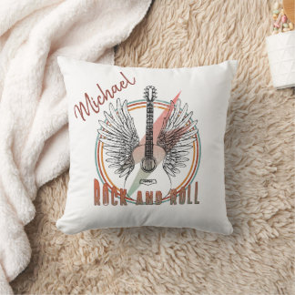 Coussin Personalized pillow Rock and Roll, guitare et aile