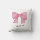 Coussin Personalized Pink Coquette Bow Luxury Throw Pillow (Recto)