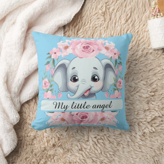 Coussin Personalized Pink Elephant Throw Pillow (Couverture)