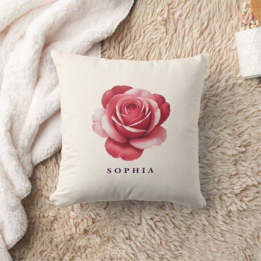 Coussin Personalized Red Rose Throw Pillow Elegant (Couverture)