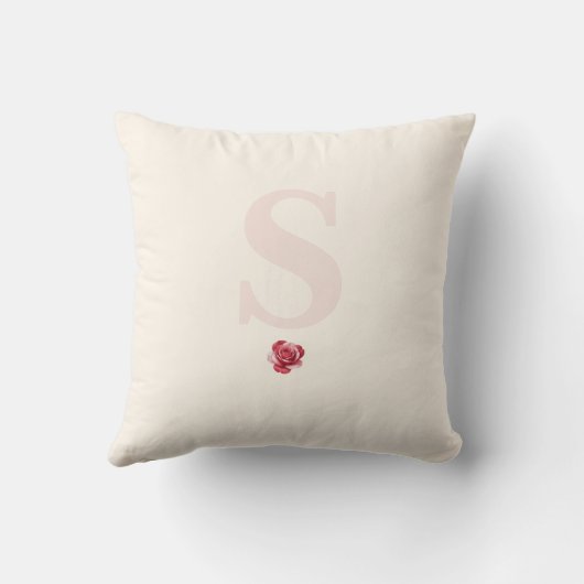 Coussin Personalized Red Rose Throw Pillow Elegant (Verso)