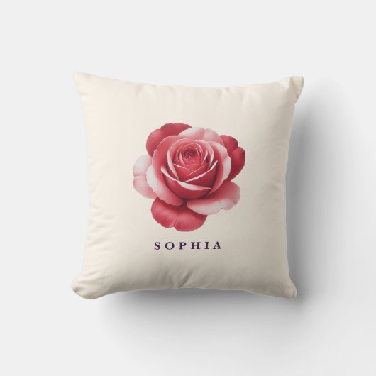 Coussin Personalized Red Rose Throw Pillow Elegant (Recto)
