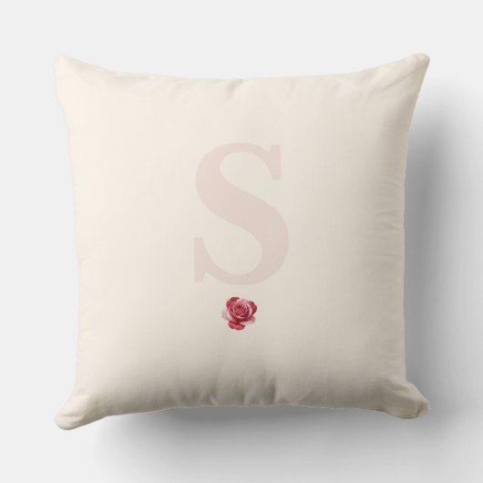 Coussin Personalized Red Rose Throw Pillow Elegant (Verso)